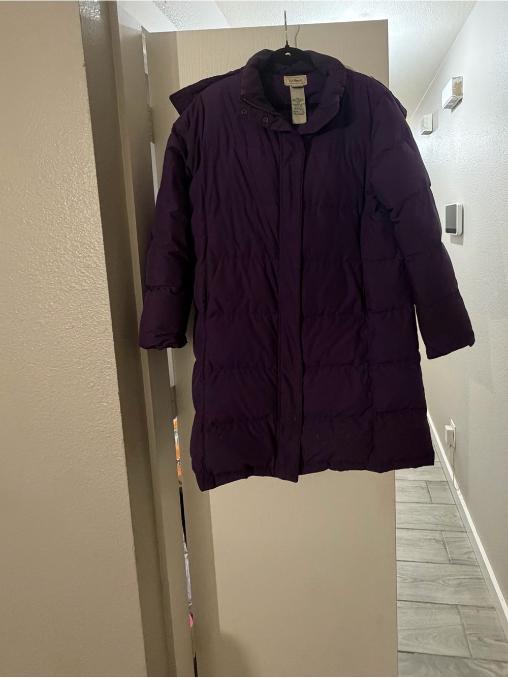 L.L. Bean Women's Dark Purple Long Down Puffer Coat